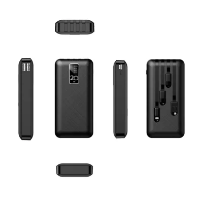 Buy 20000 mAh Power Bank with 4 Built-In Cables in bulk for Corporate Gifting | Corporate Gyft