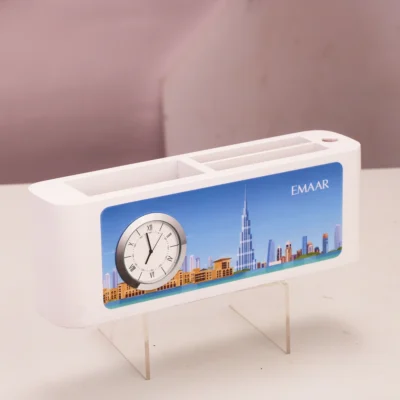Buy Tabletop Clock with Pen Holder in bulk for Corporate Gifting | Corporate Gyft
