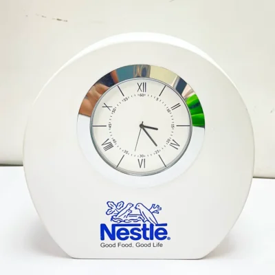 Buy Sleek Analog Desk Clock - White in bulk for Corporate Gifting | Corporate Gyft
