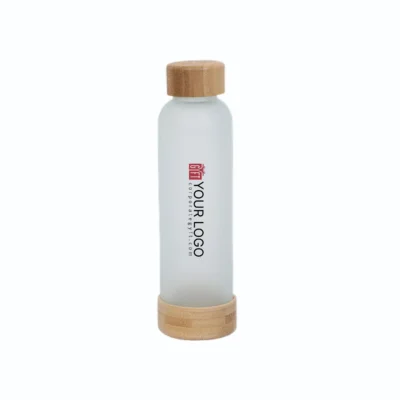 Buy EcoFrost Bamboo Finish Glass Bottle in bulk for Corporate Gifting | Corporate Gyft
