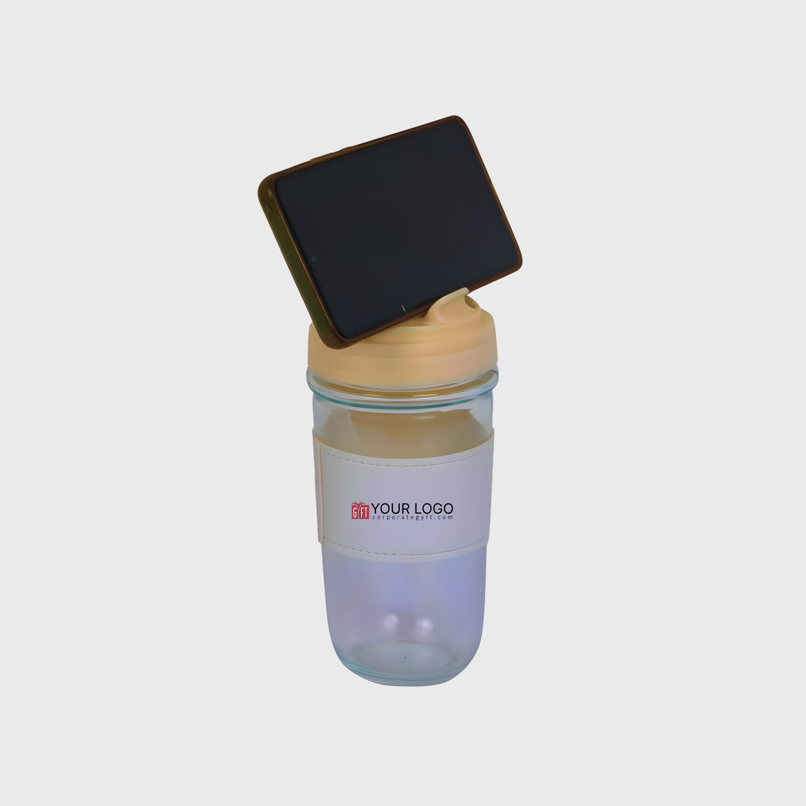 FlipSip Glass Mug with Phone Stand Buy FlipSip Glass Mug with Phone Stand in bulk for Corporate Gifting | Corporate Gyft