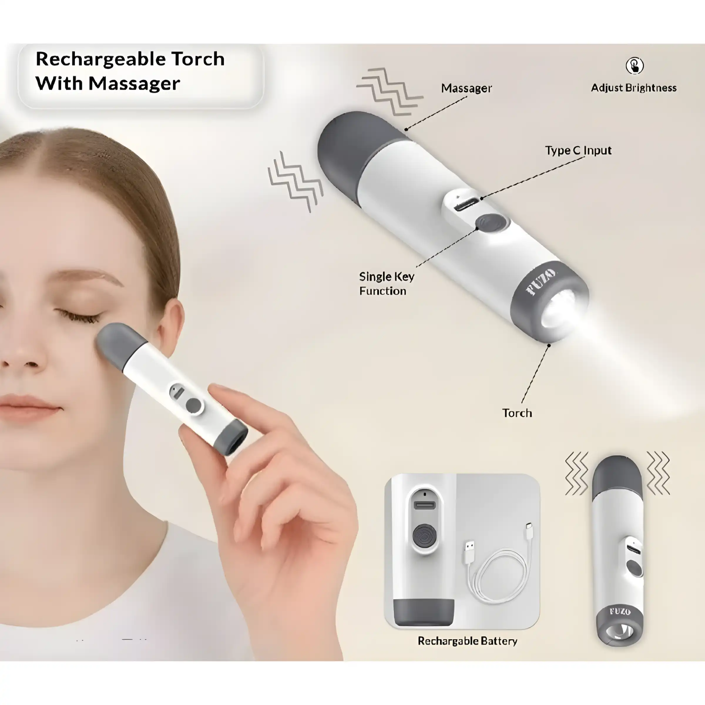 RayLax Rechargeable Torch with Massager Buy RayLax Rechargeable Torch with Massager in bulk for Corporate Gifting | Corporate Gyft