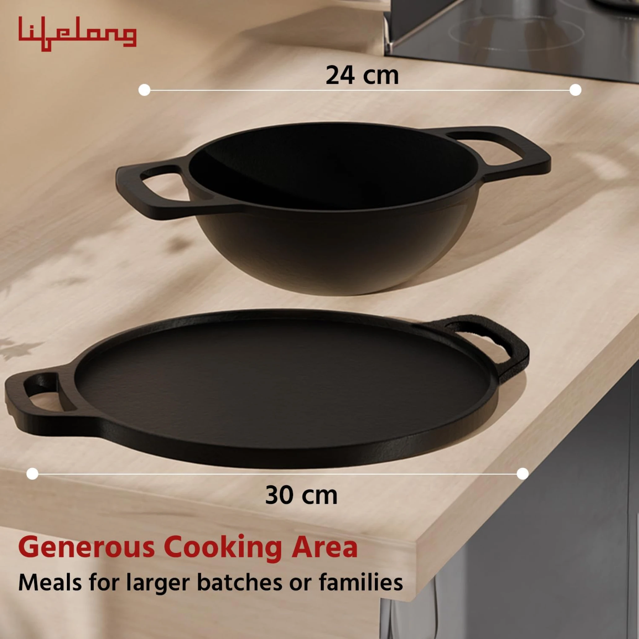 Lifelong Cast Iron Tawa Kadai Set Buy Lifelong Cast Iron Tawa Kadai Set in bulk for Corporate Gifting | Corporate Gyft