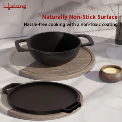 Buy Lifelong Cast Iron Tawa Kadai Set in bulk for Corporate Gifting | Corporate Gyft