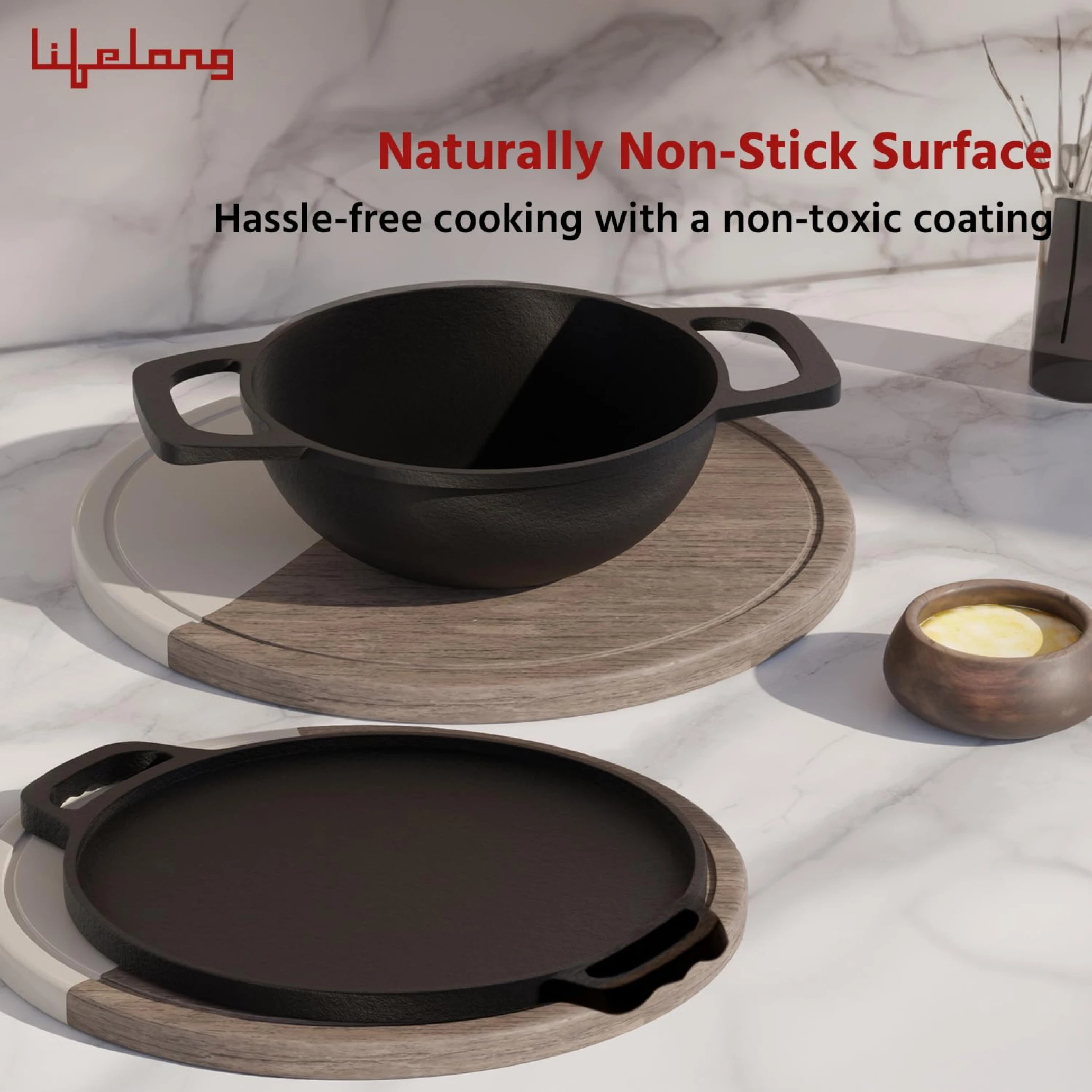 Lifelong Cast Iron Tawa Kadai Set Buy Lifelong Cast Iron Tawa Kadai Set in bulk for Corporate Gifting | Corporate Gyft