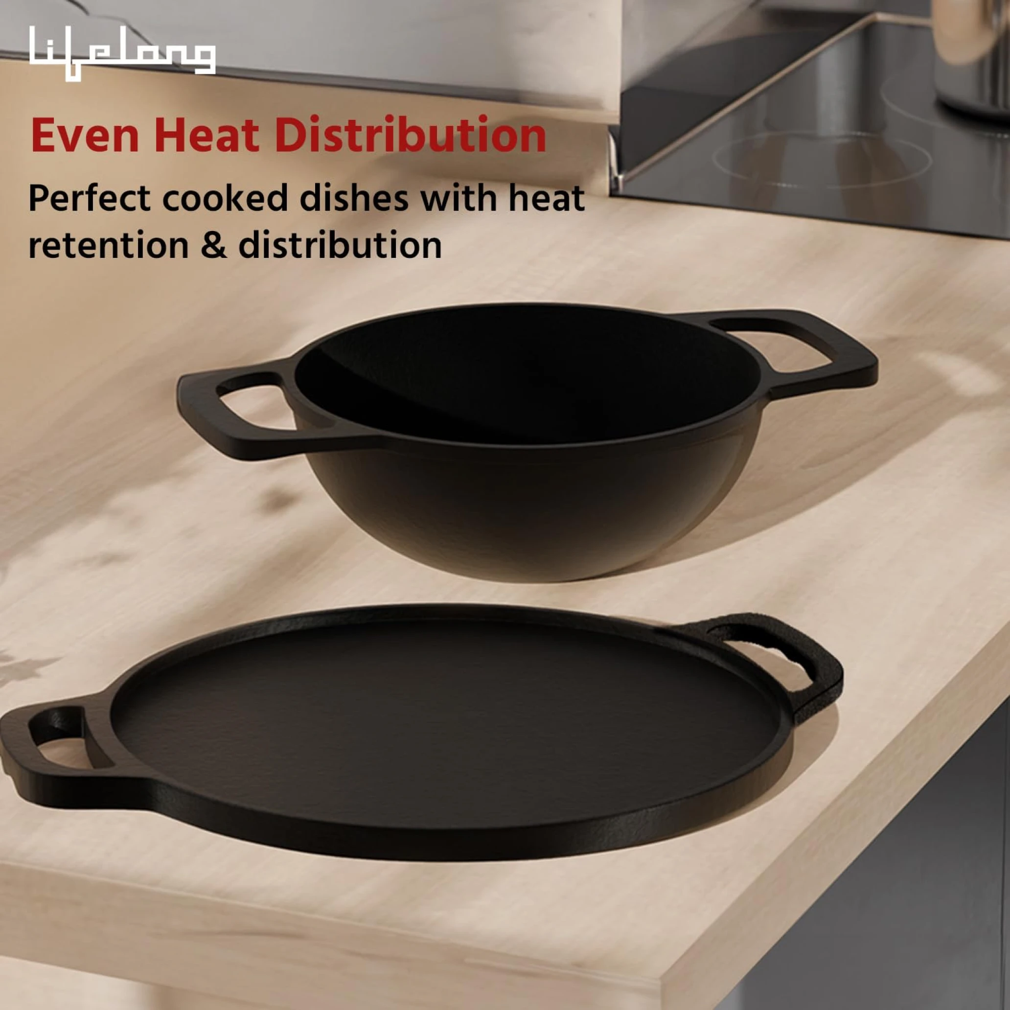 Lifelong Cast Iron Tawa Kadai Set Buy Lifelong Cast Iron Tawa Kadai Set in bulk for Corporate Gifting | Corporate Gyft