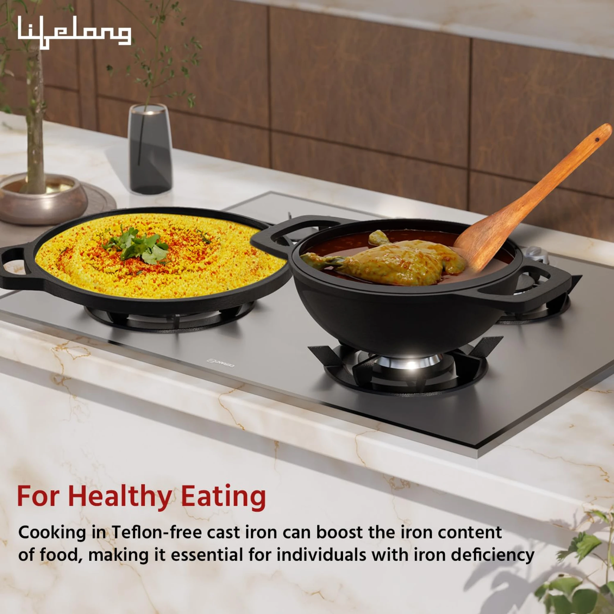 Lifelong Cast Iron Tawa Kadai Set Buy Lifelong Cast Iron Tawa Kadai Set in bulk for Corporate Gifting | Corporate Gyft
