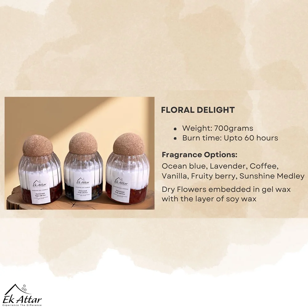 Floral Delight Luxe Jar Candle Buy Floral Delight Luxe Jar Candle in bulk for Corporate Gifting | Corporate Gyft