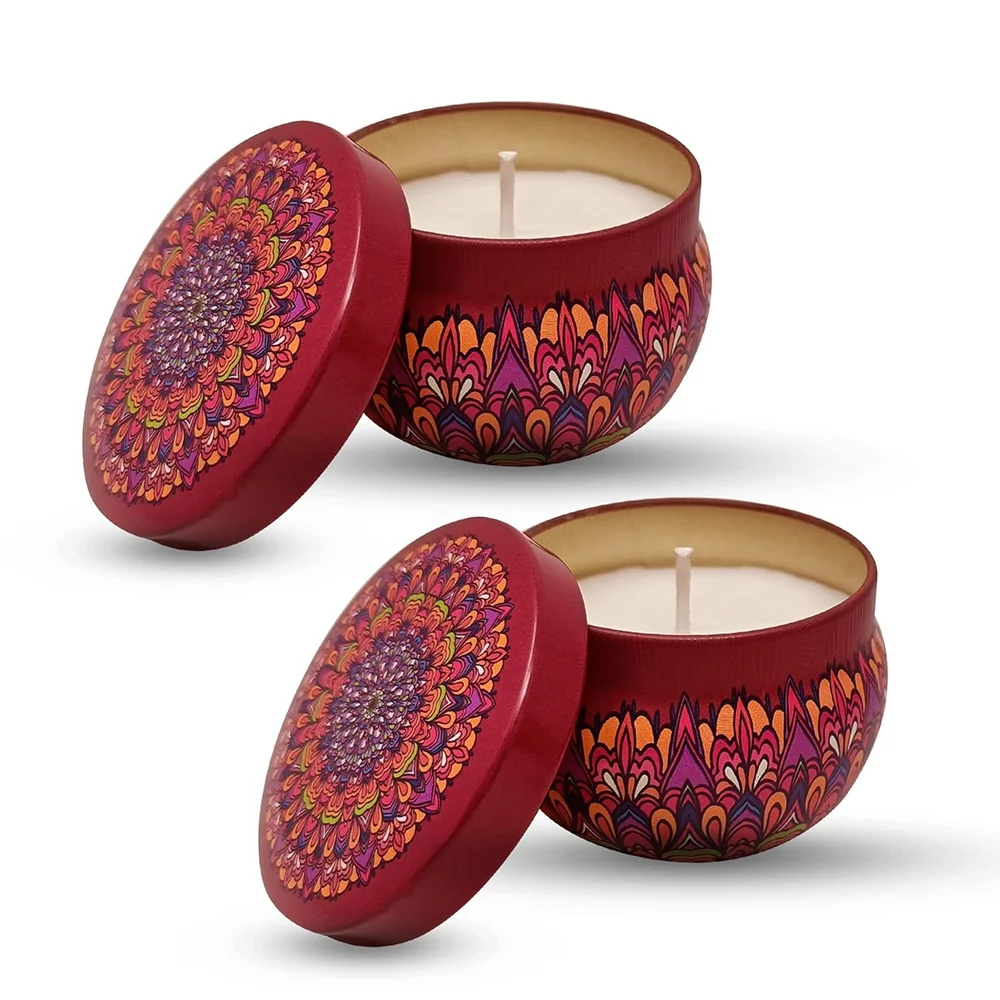 Mandala Calm & Glow Tin Candle Duo Buy Mandala Calm & Glow Tin Candle Duo in bulk for Corporate Gifting | Corporate Gyft