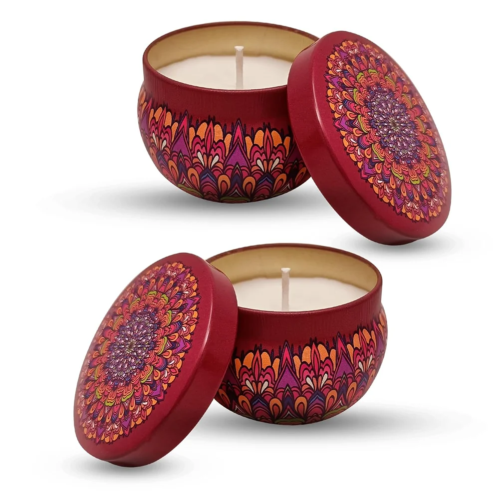 Mandala Calm & Glow Tin Candle Duo Buy Mandala Calm & Glow Tin Candle Duo in bulk for Corporate Gifting | Corporate Gyft