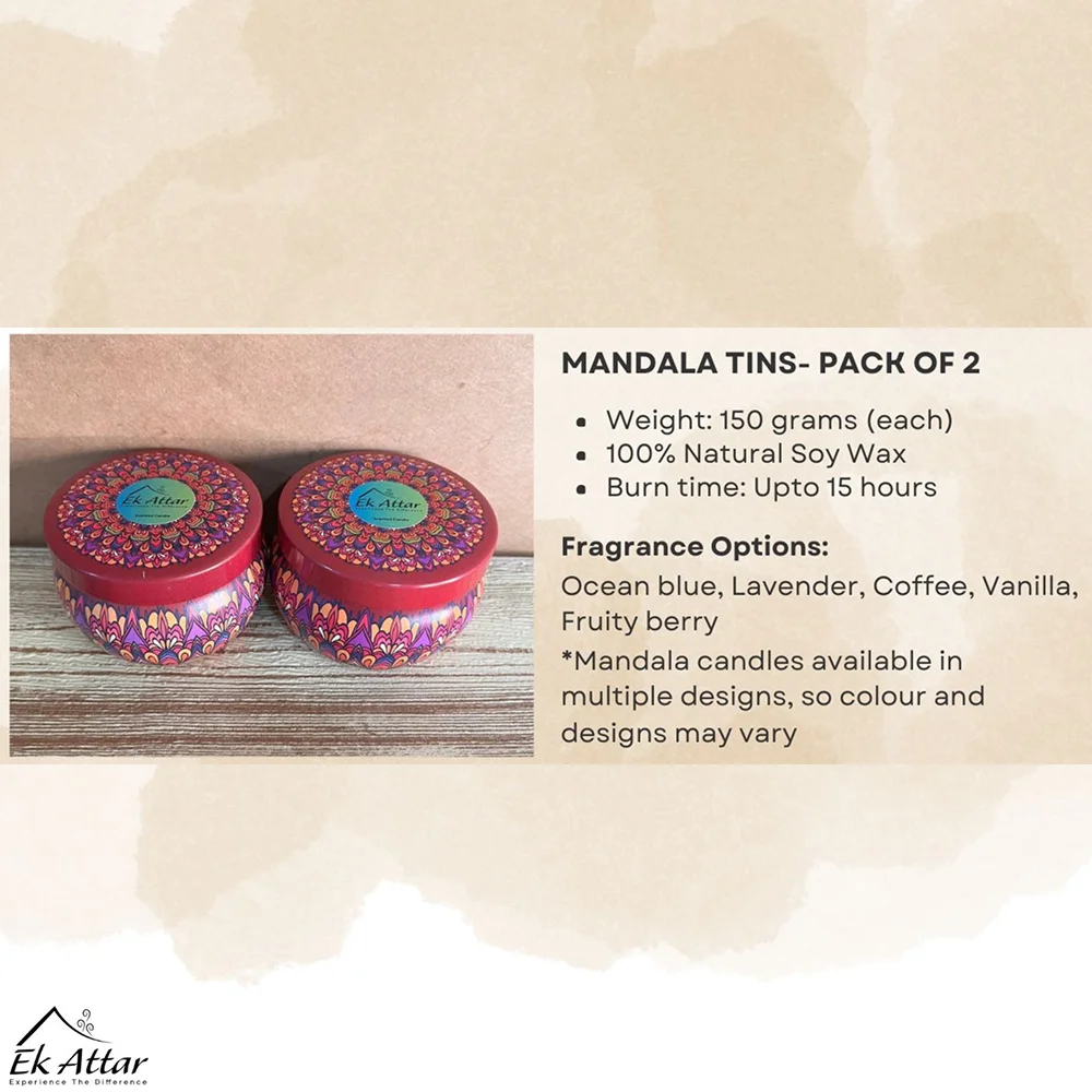 Mandala Calm & Glow Tin Candle Duo Buy Mandala Calm & Glow Tin Candle Duo in bulk for Corporate Gifting | Corporate Gyft