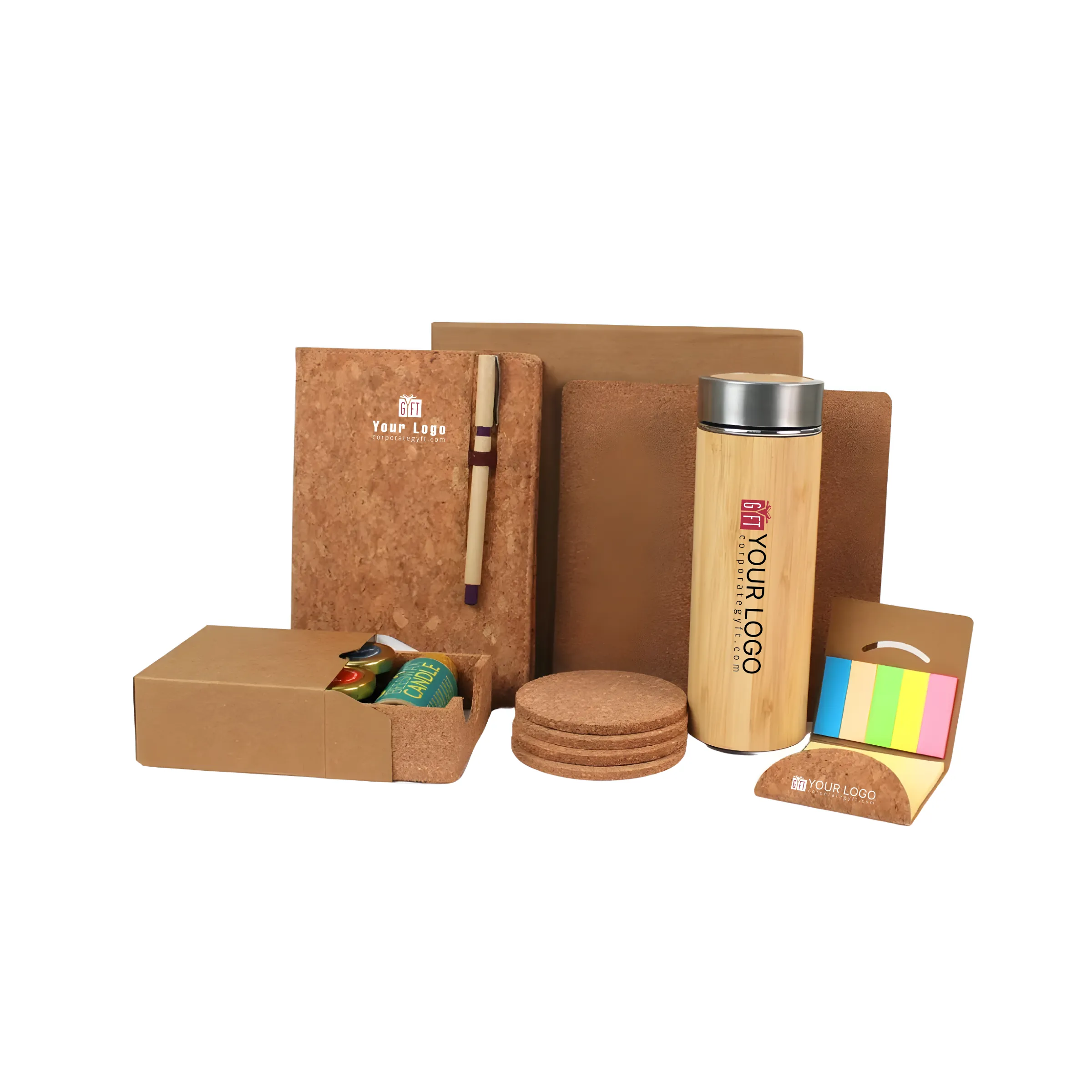 Green 7-in-1 Cork Desk Gift Set Buy Green 7-in-1 Cork Desk Gift Set in bulk for Corporate Gifting | Corporate Gyft