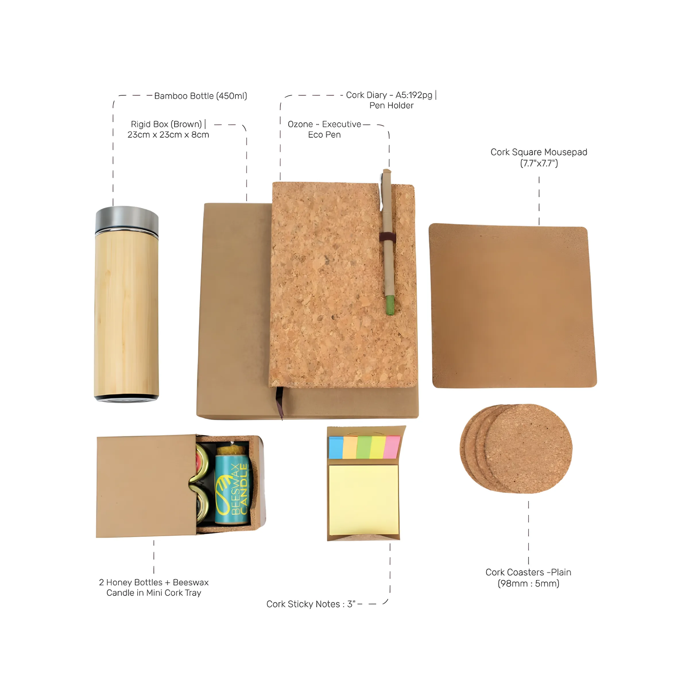 Green 7-in-1 Cork Desk Gift Set Buy Green 7-in-1 Cork Desk Gift Set in bulk for Corporate Gifting | Corporate Gyft