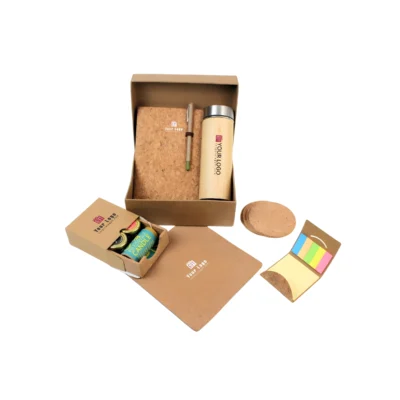 Buy Green 7-in-1 Cork Desk Gift Set in bulk for Corporate Gifting | Corporate Gyft