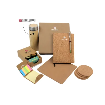 Buy Green 7-in-1 Cork Desk Gift Set in bulk for Corporate Gifting | Corporate Gyft