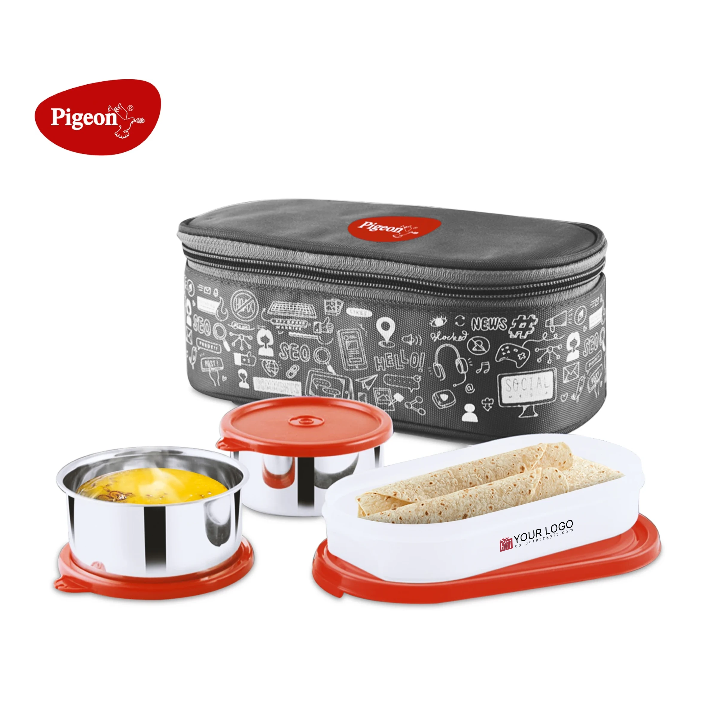 Pigeon Everyday Insulated Tiffin Box - Set of 3 Buy Pigeon Everyday Insulated Tiffin Box - Set of 3 in bulk for Corporate Gifting | Corporate Gyft