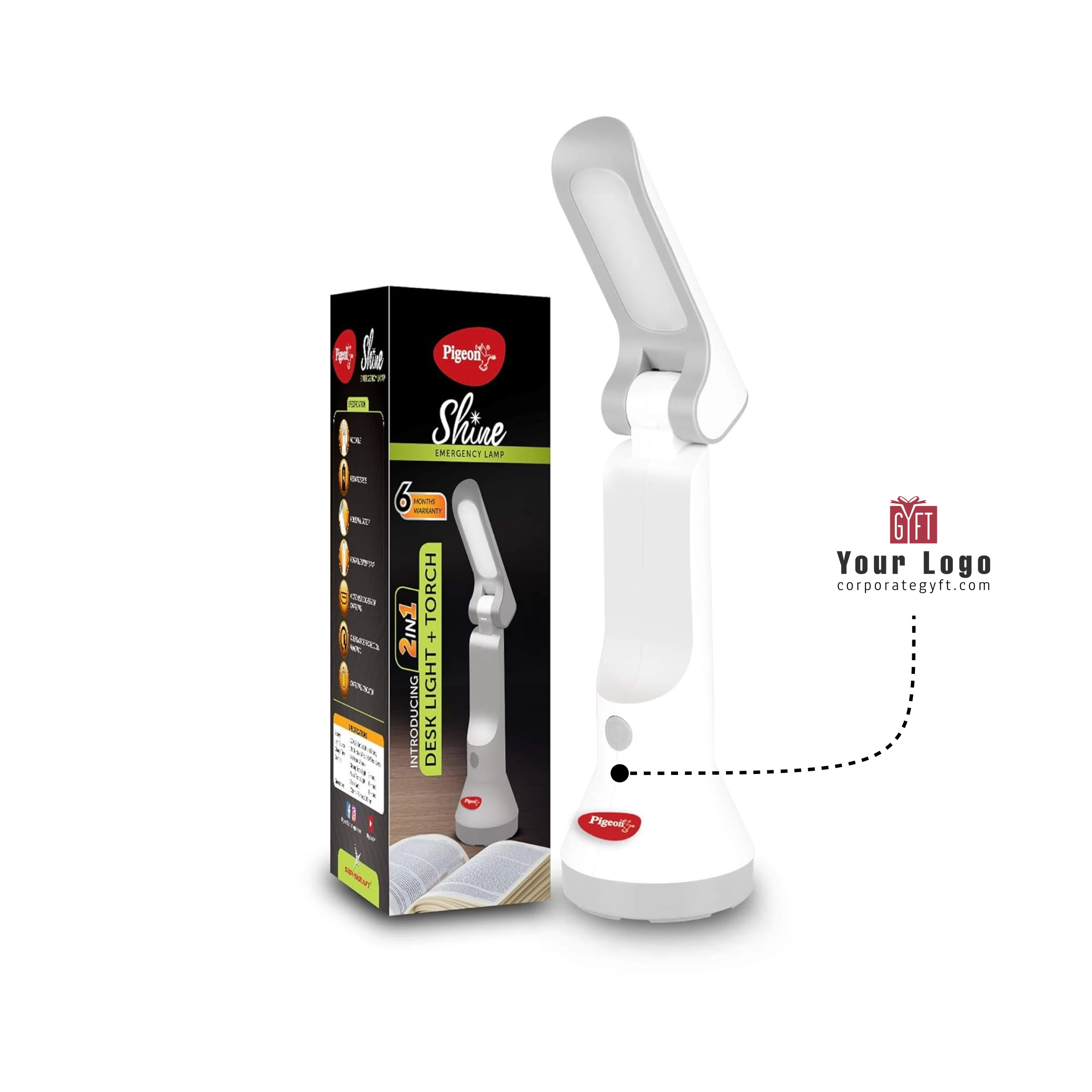 Pigeon Shine 2-in-1 Desk and Torch Lamp Buy Pigeon Shine 2-in-1 Desk and Torch Lamp in bulk for Corporate Gifting | Corporate Gyft