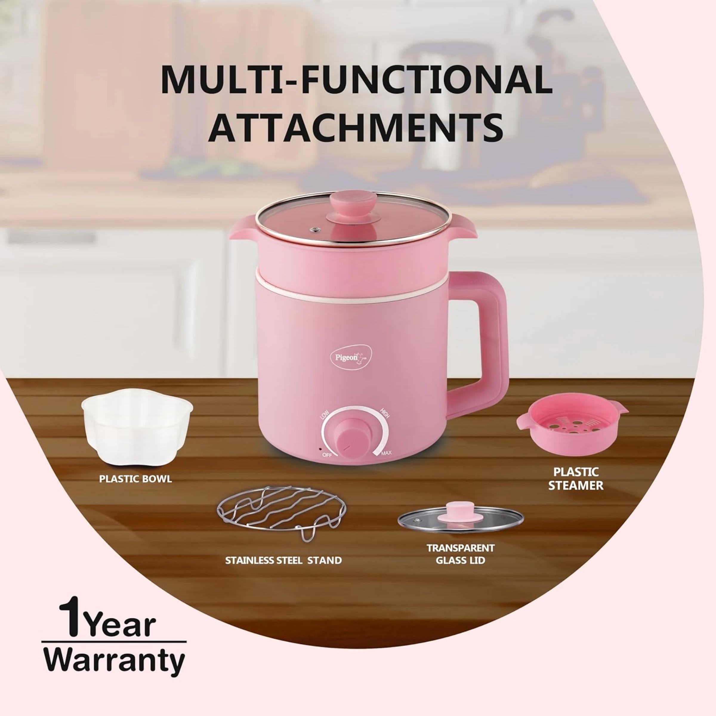 Pigeon Swift Plus Multi-Cook Kettle Pink Buy Pigeon Swift Plus Multi-Cook Kettle Pink in bulk for Corporate Gifting | Corporate Gyft