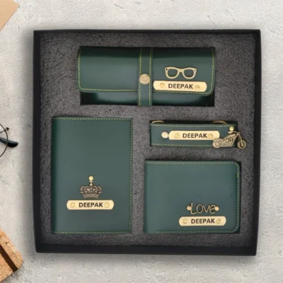 Buy Personalized Men’s Travel Accessory Gift Set - Dark Green in bulk for Corporate Gifting | Corporate Gyft