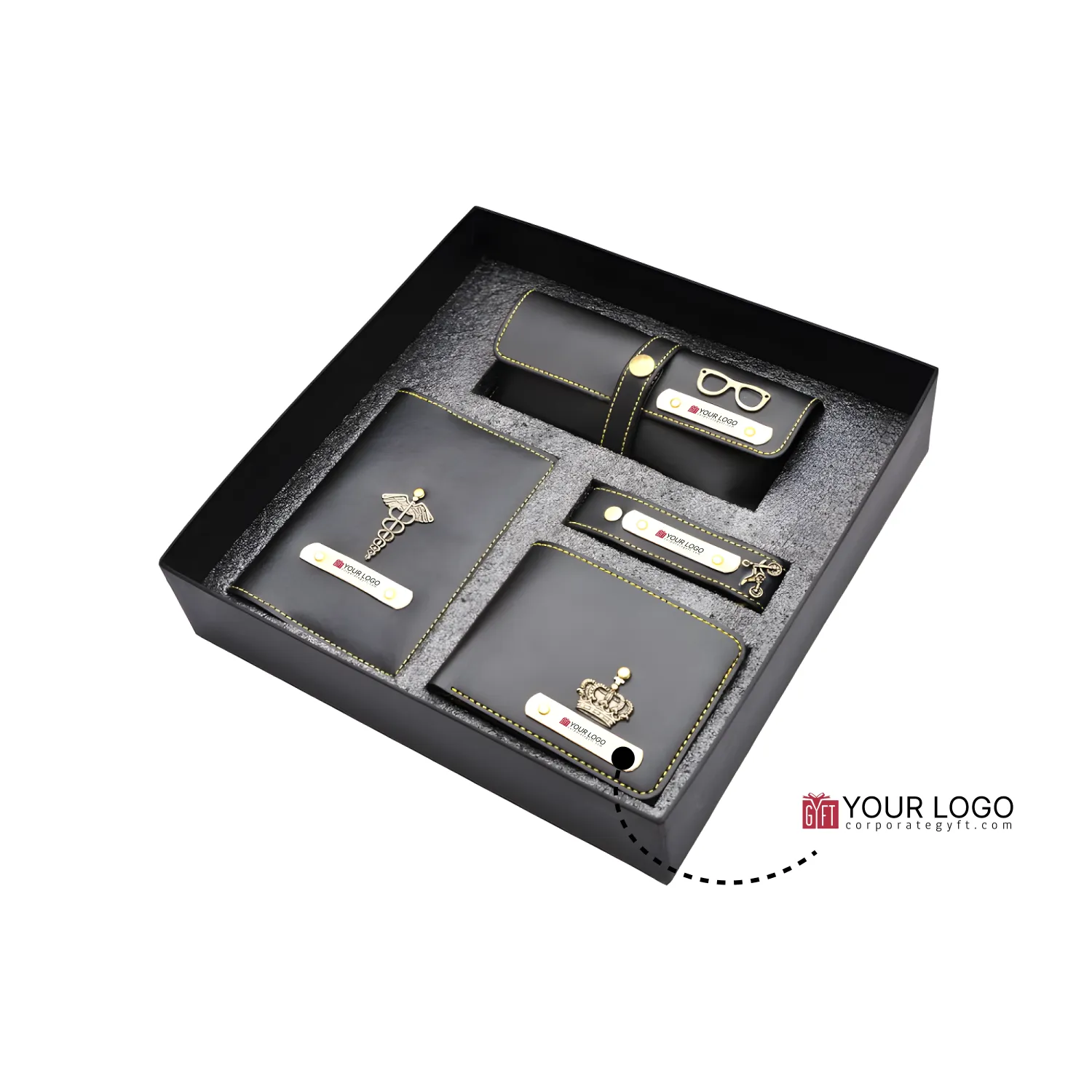 Personalized Men’s Travel Accessory Gift Set - Black Buy Personalized Men’s Travel Accessory Gift Set - Black in bulk for Corporate Gifting | Corporate Gyft