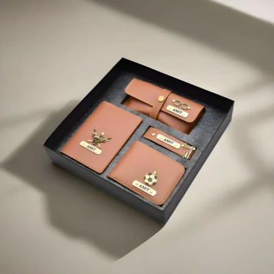 Buy Personalized Men’s Travel Accessory Gift Set - Orange in bulk for Corporate Gifting | Corporate Gyft