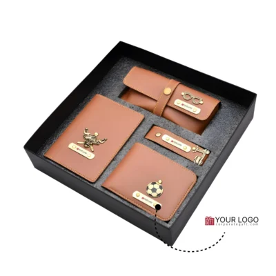 Buy Personalized Men’s Travel Accessory Gift Set - Orange in bulk for Corporate Gifting | Corporate Gyft