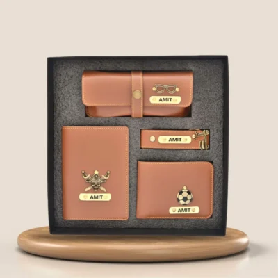 Buy Personalized Men’s Travel Accessory Gift Set - Orange in bulk for Corporate Gifting | Corporate Gyft