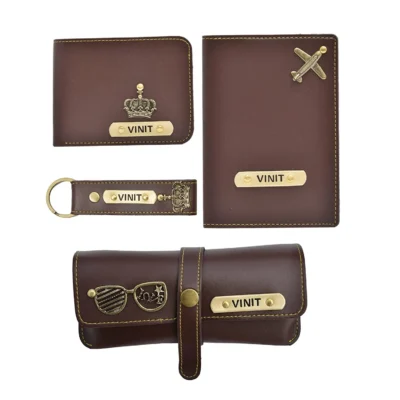 Buy Personalized Men’s Travel Accessory Gift Set - Brown in bulk for Corporate Gifting | Corporate Gyft