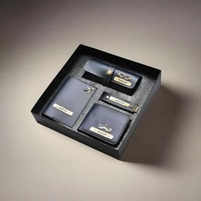 Buy Personalized Men’s Travel Accessory Gift Set - Blue in bulk for Corporate Gifting | Corporate Gyft