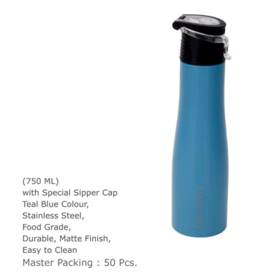 Buy Teal Blue Steel Sipper Bottle in bulk for Corporate Gifting | Corporate Gyft