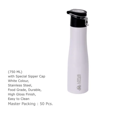 Buy White Steel Sipper Bottle in bulk for Corporate Gifting | Corporate Gyft