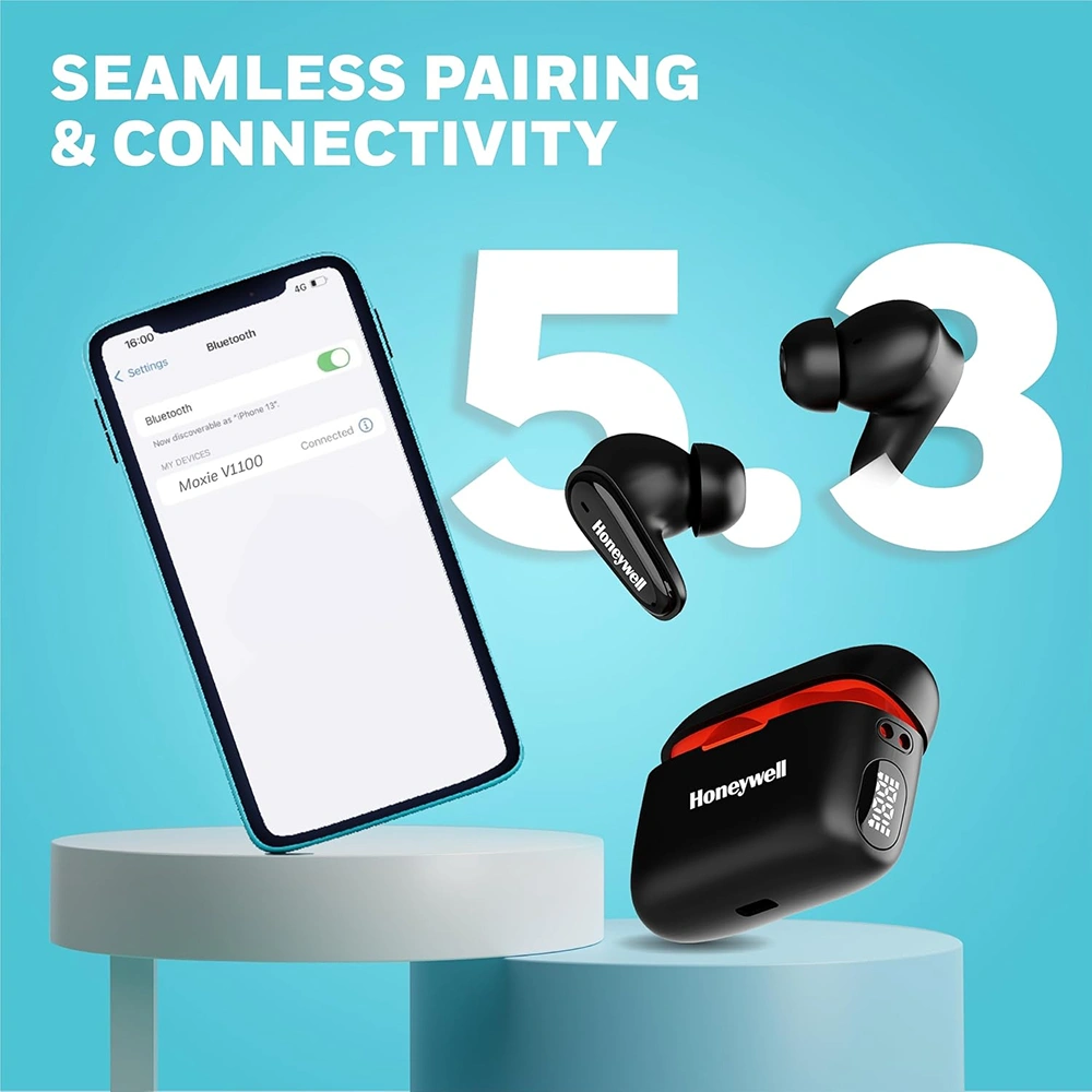 Honeywell Moxie V1100 Wireless Earbuds - Black Buy Honeywell Moxie V1100 Wireless Earbuds - Black in bulk for Corporate Gifting | Corporate Gyft