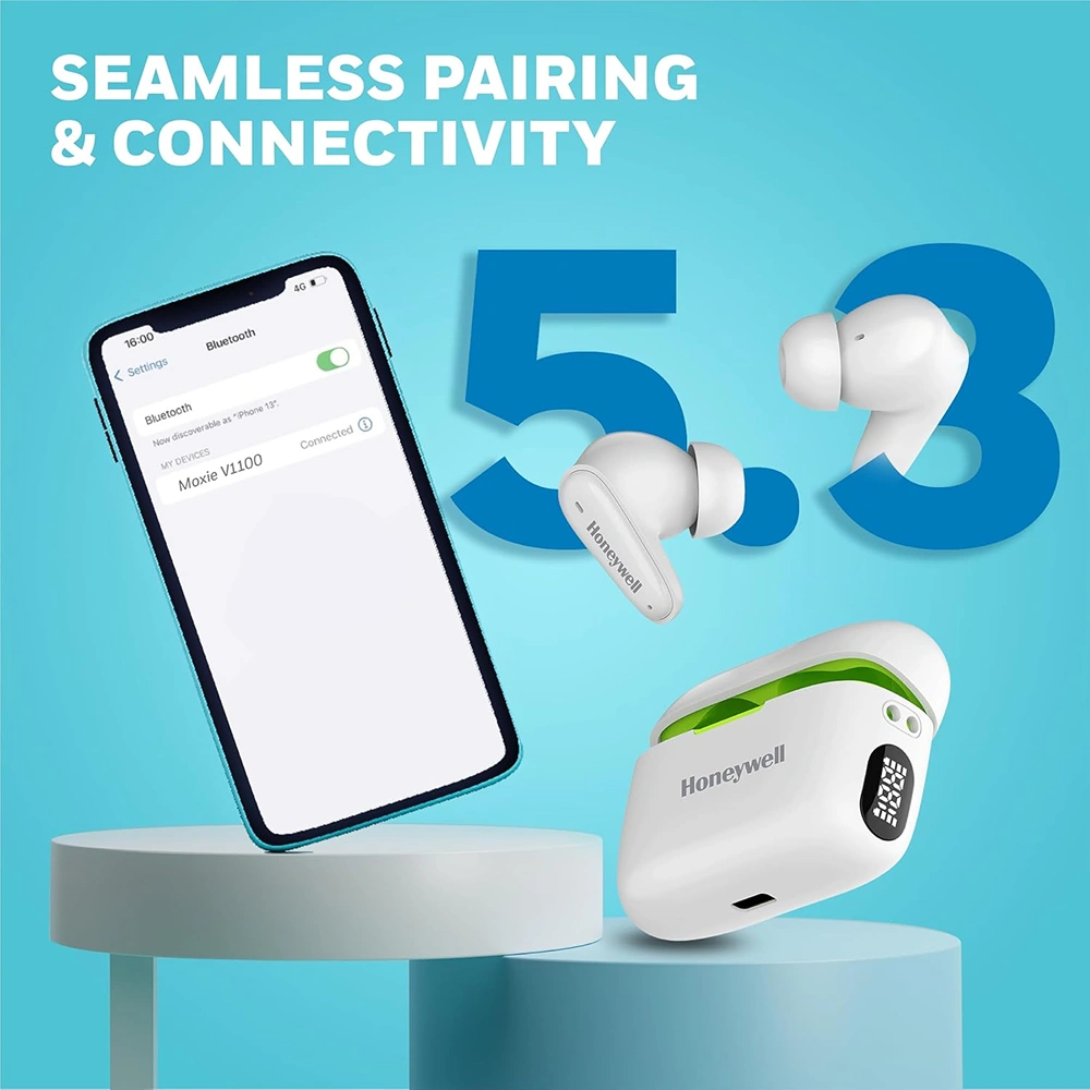 Honeywell Moxie V1100 Wireless Earbuds - White Buy Honeywell Moxie V1100 Wireless Earbuds - White in bulk for Corporate Gifting | Corporate Gyft