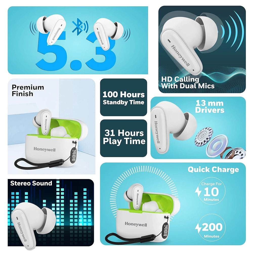 Honeywell Moxie V1100 Wireless Earbuds - White Buy Honeywell Moxie V1100 Wireless Earbuds - White in bulk for Corporate Gifting | Corporate Gyft