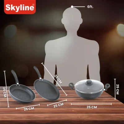 Buy Skyline Non-Stick Cookware 3-Piece Set in bulk for Corporate Gifting | Corporate Gyft