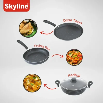 Buy Skyline Non-Stick Cookware 3-Piece Set in bulk for Corporate Gifting | Corporate Gyft
