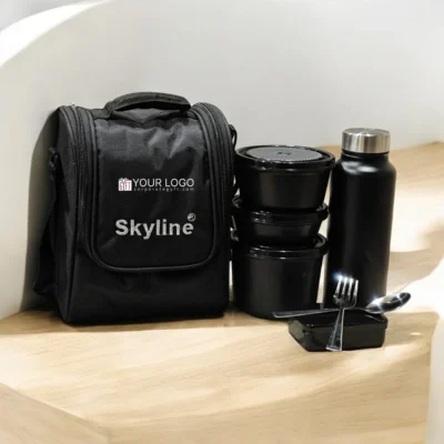 Buy Skyline Office Lunch Box Set - Black in bulk for Corporate Gifting | Corporate Gyft