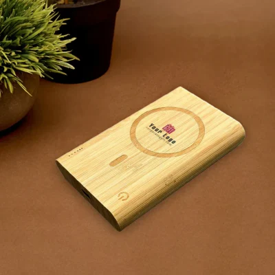 Buy Juniper 2.0 Bamboo Wireless Power Bank in bulk for Corporate Gifting | Corporate Gyft