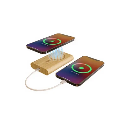 Buy Juniper 2.0 Bamboo Wireless Power Bank in bulk for Corporate Gifting | Corporate Gyft