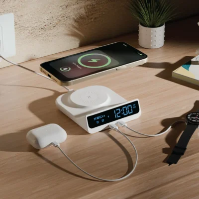 Buy Xech Quest Neo Clock with Wireless Charging Pad in bulk for Corporate Gifting | Corporate Gyft