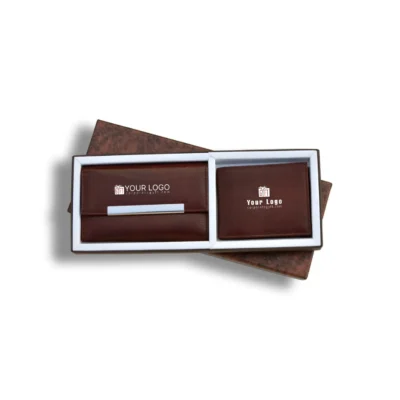 Buy Premium Couple Wallet Set - Brown in bulk for Corporate Gifting | Corporate Gyft