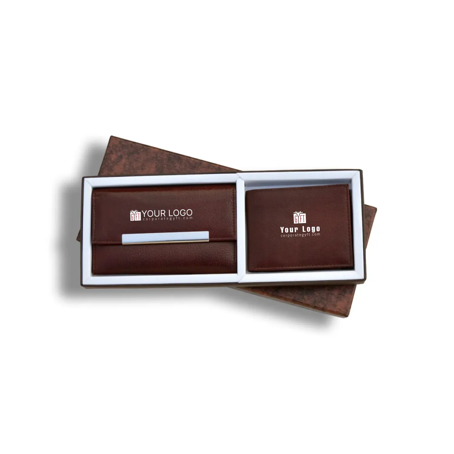 Premium Couple Wallet Set - Brown Buy Premium Couple Wallet Set - Brown in bulk for Corporate Gifting | Corporate Gyft