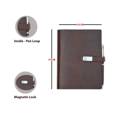 Buy Classic Leather Journal with Metal Pen in bulk for Corporate Gifting | Corporate Gyft