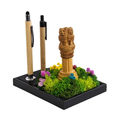 Buy Ashoka Emblem Desk Organizer in bulk for Corporate Gifting | Corporate Gyft