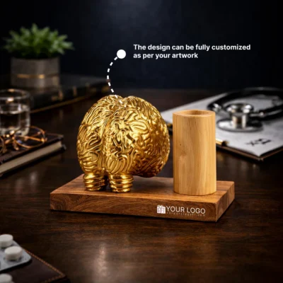 Buy NeuroDesk Insight Sculpture - Gold in bulk for Corporate Gifting | Corporate Gyft