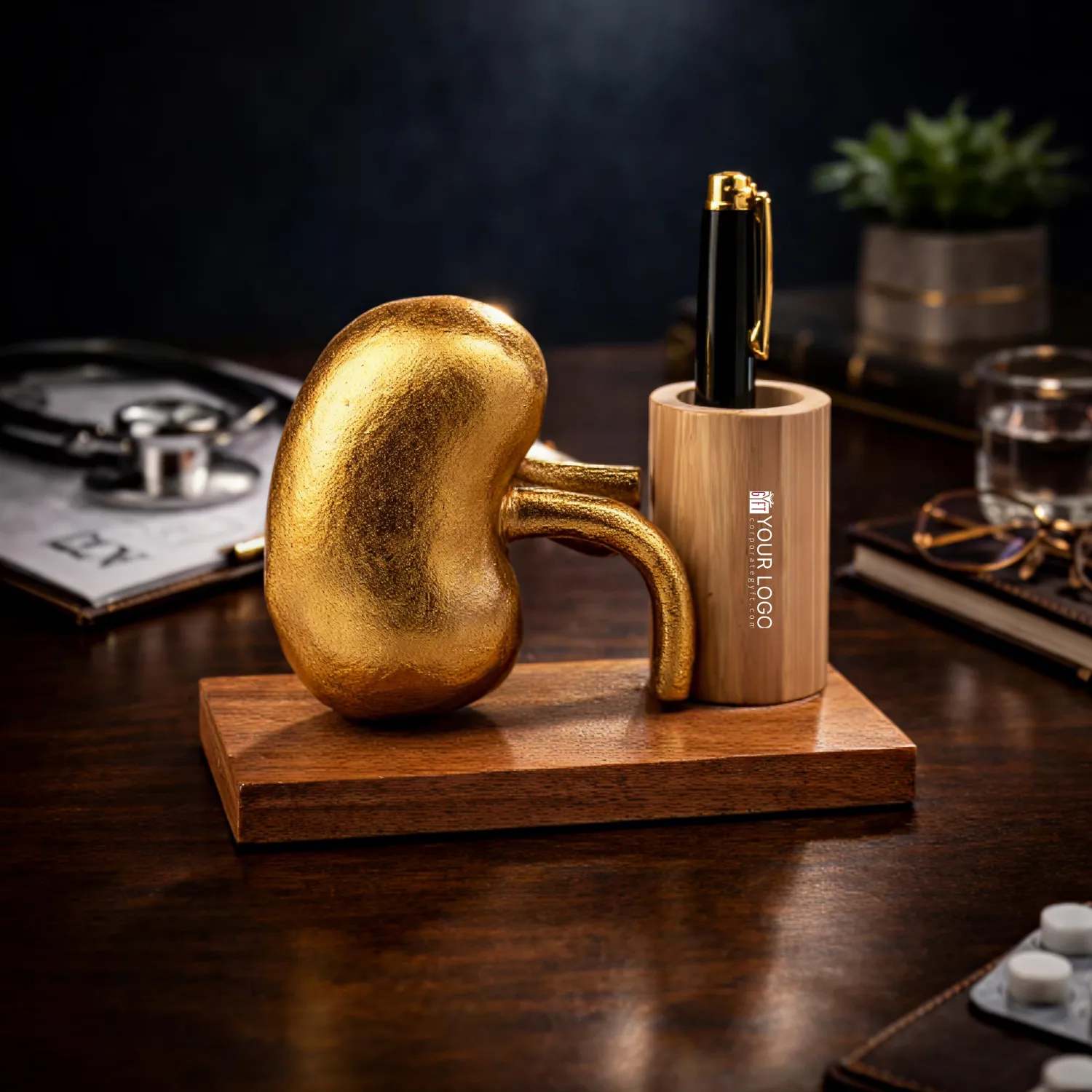 RenalBase Wooden Pen Stand Buy RenalBase Wooden Pen Stand in bulk for Corporate Gifting | Corporate Gyft