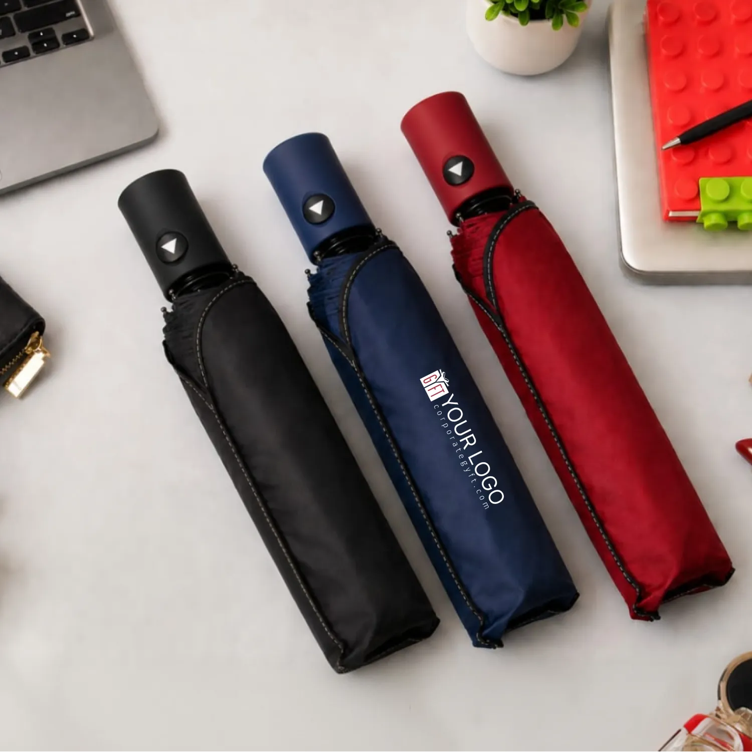 Portable Auto Open 3 Fold Umbrella Buy Portable Auto Open 3 Fold Umbrella in bulk for Corporate Gifting | Corporate Gyft