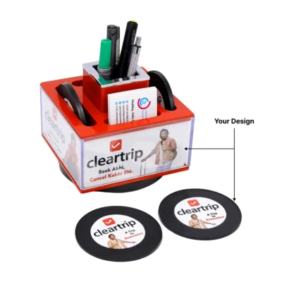 Buy Pen Stand with Card Holder and Coasters in bulk for Corporate Gifting | Corporate Gyft
