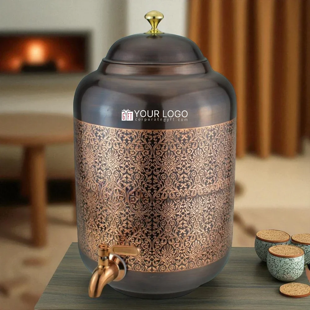 Heritage Matka Antique Etching Dispenser Buy Heritage Matka Antique Etching Dispenser in bulk for Corporate Gifting | Corporate Gyft