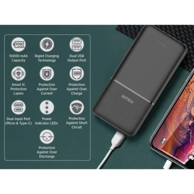 Buy Intex Strong Blaze 10K Poly Powerbank - Black in bulk for Corporate Gifting | Corporate Gyft